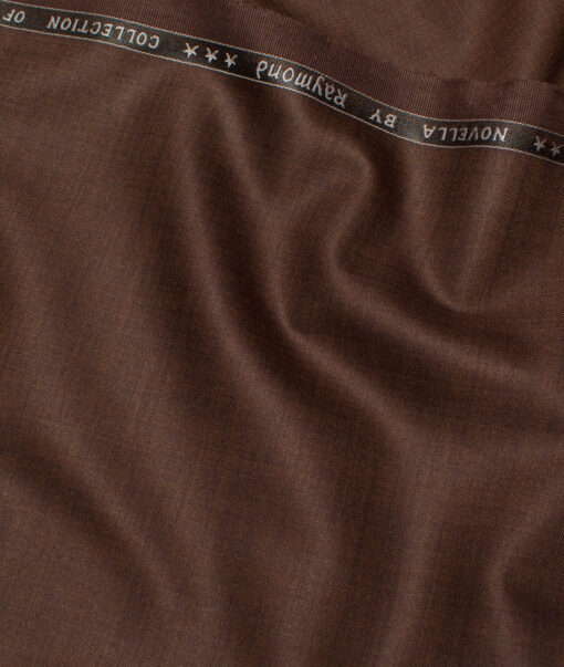 Raymond Polyester Viscose Checks  Suiting Fabric (Copper Brown) - Image 3