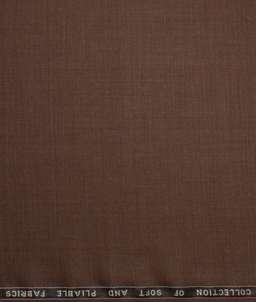 Raymond Polyester Viscose Checks  Suiting Fabric (Copper Brown) - Image 4