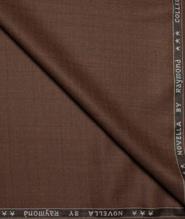 Raymond Polyester Viscose Checks  Suiting Fabric (Copper Brown)