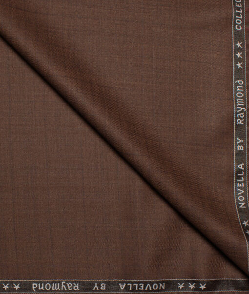 Raymond Polyester Viscose Checks  Suiting Fabric (Copper Brown) - Image 1