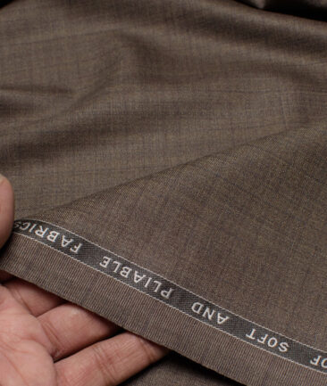 Raymond Polyester Viscose Checks  Suiting Fabric (Brown) - Image 2
