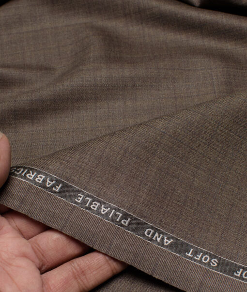 Raymond Polyester Viscose Checks  Suiting Fabric (Brown) - Image 2