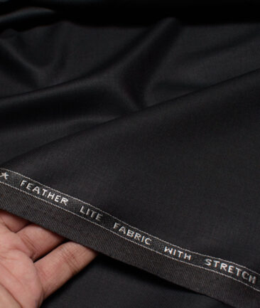 Raymond Polyester Viscose Solids  Stretchable Suiting Fabric (Black) - Image 2