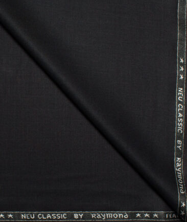 Raymond Polyester Viscose Solids  Stretchable Suiting Fabric (Black)