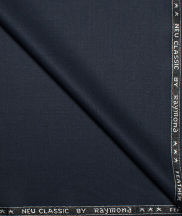 Raymond Polyester Viscose Solids  Stretchable Suiting Fabric (Dark Navy Blue)