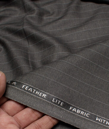 Raymond Polyester Viscose Striped  Stretchable Suiting Fabric (Worsted Grey) - Image 2