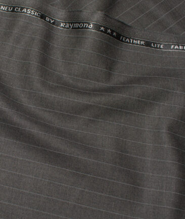 Raymond Polyester Viscose Striped  Stretchable Suiting Fabric (Worsted Grey) - Image 3