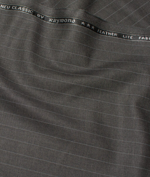 Raymond Polyester Viscose Striped  Stretchable Suiting Fabric (Worsted Grey) - Image 3
