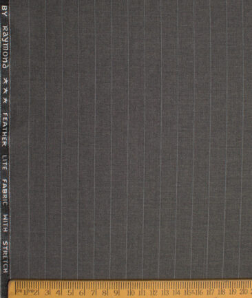 Raymond Polyester Viscose Striped  Stretchable Suiting Fabric (Worsted Grey) - Image 4