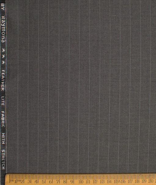 Raymond Polyester Viscose Striped  Stretchable Suiting Fabric (Worsted Grey) - Image 4