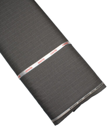 Raymond Polyester Viscose Striped  Stretchable Suiting Fabric (Worsted Grey)