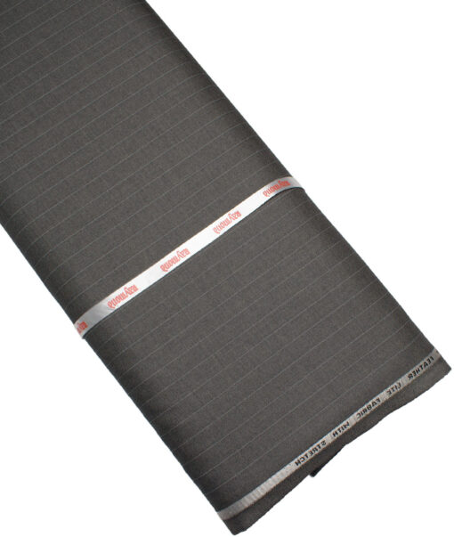 Raymond Polyester Viscose Striped  Stretchable Suiting Fabric (Worsted Grey)