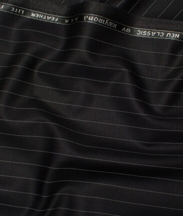 Raymond Polyester Viscose Striped  Stretchable Suiting Fabric (Black) - Image 3