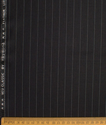 Raymond Polyester Viscose Striped  Stretchable Suiting Fabric (Black) - Image 4
