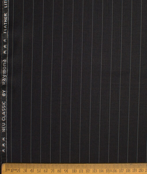 Raymond Polyester Viscose Striped  Stretchable Suiting Fabric (Black) - Image 4