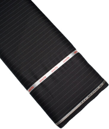 Raymond Polyester Viscose Striped  Stretchable Suiting Fabric (Black)
