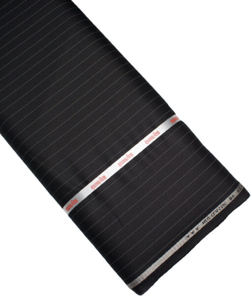 Raymond Polyester Viscose Striped  Stretchable Suiting Fabric (Black)