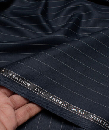 Raymond Polyester Viscose Striped  Stretchable Suiting Fabric (Dark Blue) - Image 2
