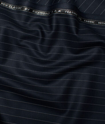 Raymond Polyester Viscose Striped  Stretchable Suiting Fabric (Dark Blue) - Image 3