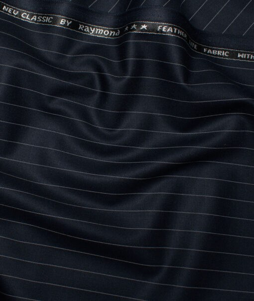 Raymond Polyester Viscose Striped  Stretchable Suiting Fabric (Dark Blue) - Image 3