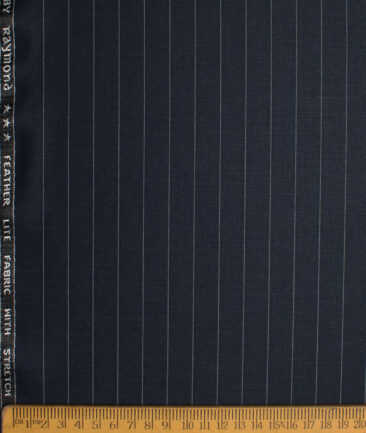 Raymond Polyester Viscose Striped  Stretchable Suiting Fabric (Dark Blue) - Image 4