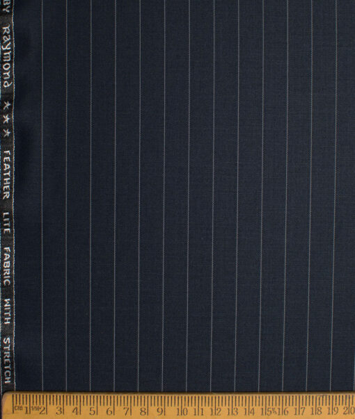 Raymond Polyester Viscose Striped  Stretchable Suiting Fabric (Dark Blue) - Image 4