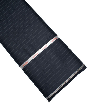 Raymond Polyester Viscose Striped  Stretchable Suiting Fabric (Dark Blue)