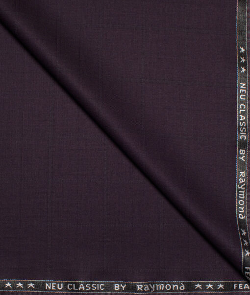 Raymond Polyester Viscose Checks  Stretchable Suiting Fabric (Dark Purple) - Image 1