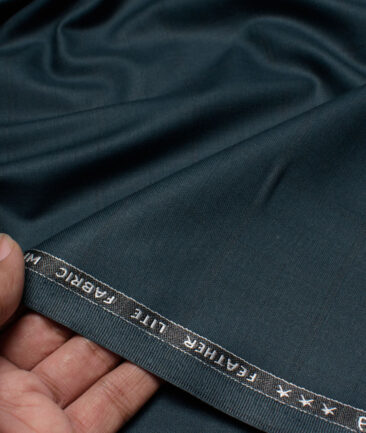 Raymond Polyester Viscose Checks  Stretchable Suiting Fabric (Dark Sea Green) - Image 2