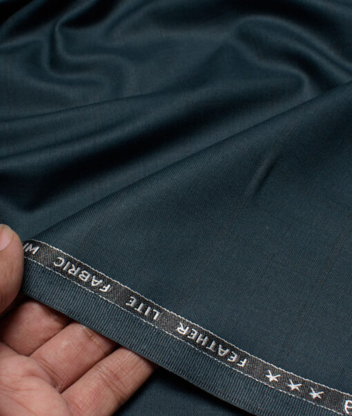 Raymond Polyester Viscose Checks  Stretchable Suiting Fabric (Dark Sea Green) - Image 2