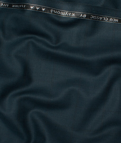 Raymond Polyester Viscose Checks  Stretchable Suiting Fabric (Dark Sea Green) - Image 3