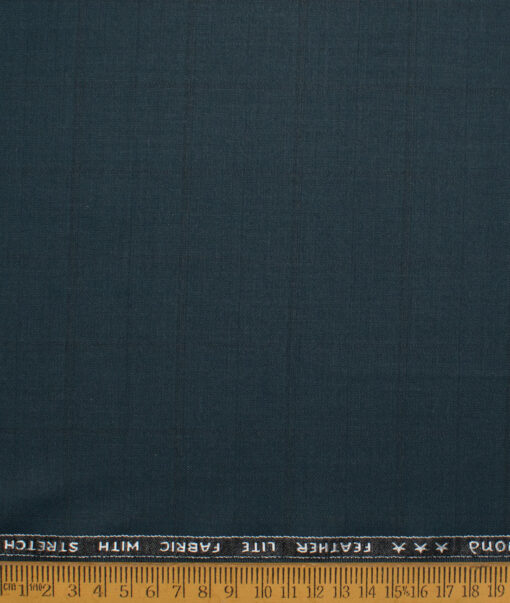 Raymond Polyester Viscose Checks  Stretchable Suiting Fabric (Dark Sea Green) - Image 4