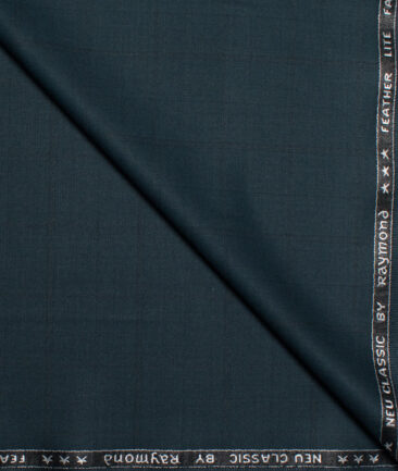 Raymond Polyester Viscose Checks  Stretchable Suiting Fabric (Dark Sea Green)
