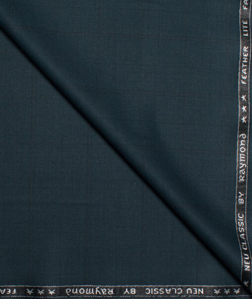 Raymond Polyester Viscose Checks  Stretchable Suiting Fabric (Dark Sea Green) - Image 1