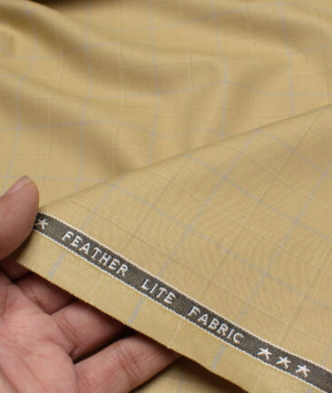 Raymond Terry Rayon Checks  Suiting Fabric (Khakhi) - Image 2