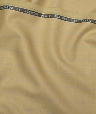 Raymond Terry Rayon Checks  Suiting Fabric (Khakhi) - Image 3