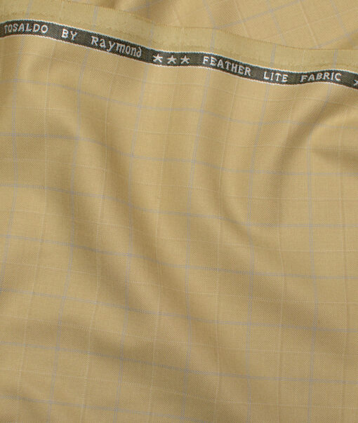 Raymond Terry Rayon Checks  Suiting Fabric (Khakhi) - Image 3