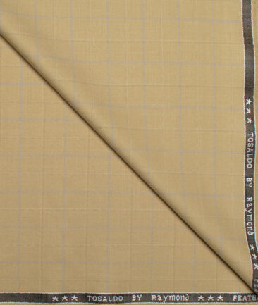 Raymond Terry Rayon Checks  Suiting Fabric (Khakhi)