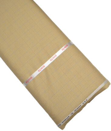 Raymond Terry Rayon Checks  Suiting Fabric (Khakhi)