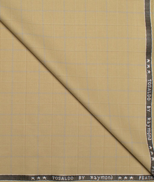 Raymond Terry Rayon Checks  Suiting Fabric (Khakhi) - Image 1