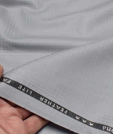 Raymond Terry Rayon Checks  Suiting Fabric (Silver Grey) - Image 2