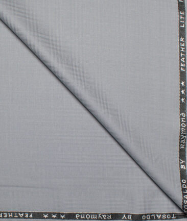 Raymond Terry Rayon Checks  Suiting Fabric (Silver Grey)