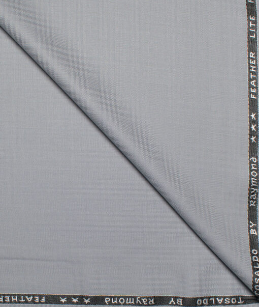 Raymond Terry Rayon Checks  Suiting Fabric (Silver Grey) - Image 1