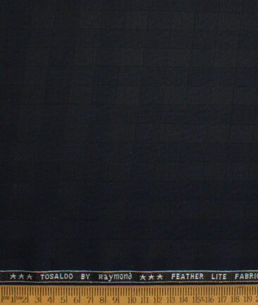 Raymond Terry Rayon Checks  Suiting Fabric (Dark Blue) - Image 4
