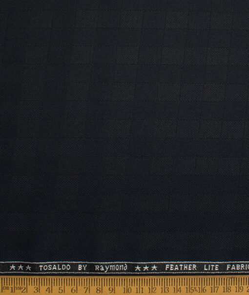 Raymond Terry Rayon Checks  Suiting Fabric (Dark Blue) - Image 4