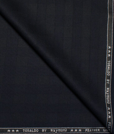 Raymond Terry Rayon Checks  Suiting Fabric (Dark Blue)