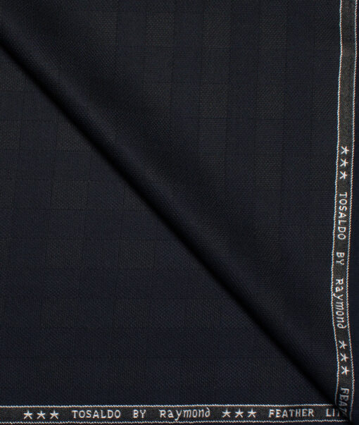 Raymond Terry Rayon Checks  Suiting Fabric (Dark Blue) - Image 1