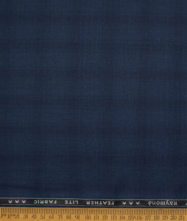 Raymond Terry Rayon Checks  Suiting Fabric (Dark Blue) - Image 4