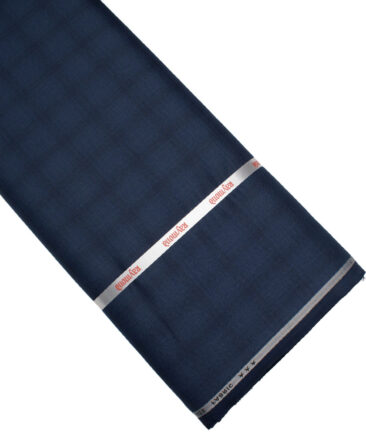 Raymond Terry Rayon Checks  Suiting Fabric (Dark Blue)