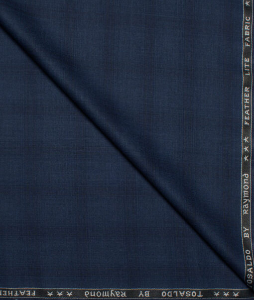 Raymond Terry Rayon Checks  Suiting Fabric (Dark Blue) - Image 1